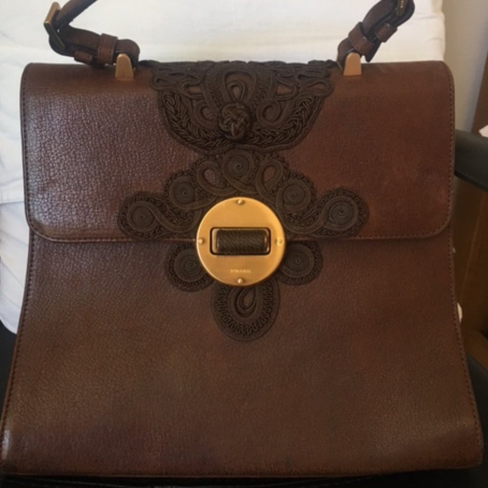 Vintage Brown Unique Design Prada Handbag